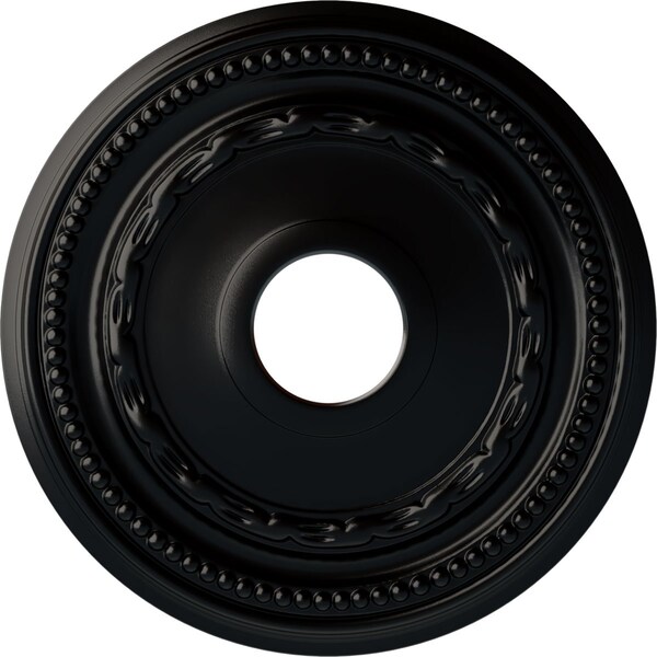 Ekena Millwork Federal Ceiling Medallion (Fits Canopies up to 8 1/2"), 15 3/8"OD x 3 5/8"ID x 1"P, Jet Black CM15FEBLF - main